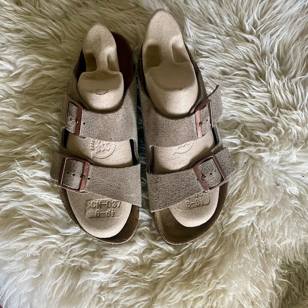 Birkenstock Women's Arizona Soft Footbed Taupe Sandals - 39